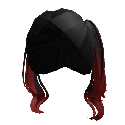 Kawaii Short Black And Red Wavy Pigtail Base Roblox