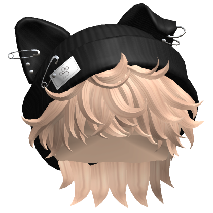 Messy Hair W Y2K Punk Cat Beanie Blonde Roblox