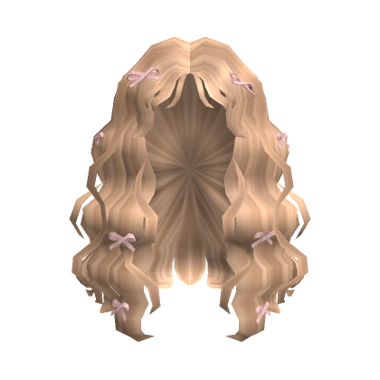 Curly Blonde Hair With Cute Pink Ribbons Roblox