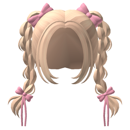 Blonde Pigtails With Pink Bows Roblox
