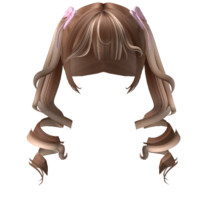 Long Swirly Pigtails With Bows In Brown Blonde Roblox