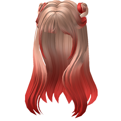 Long Blonde W Red Anime Hair Roblox