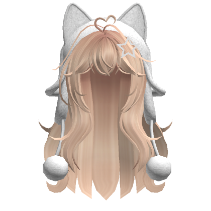 Cute Wolfcut Hair W Cat White Ushanka Blonde Roblox