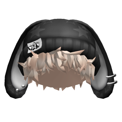 Messy Hair W Bunny Beanie Blonde Black Hat Roblox