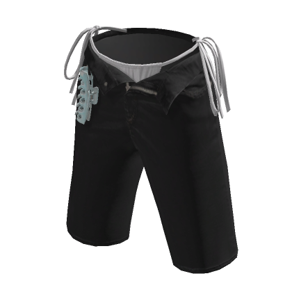 Black Summer Beach White Bikini Cargo Loose Shorts Roblox