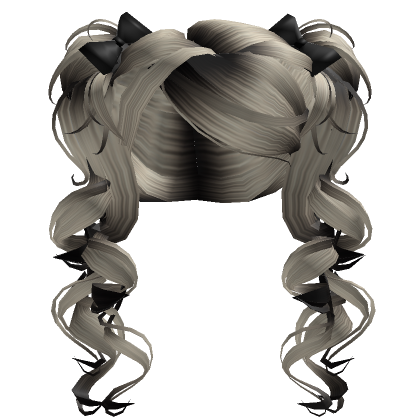 Dark And Blonde Pigtails Curly Hair With Bows Roblox