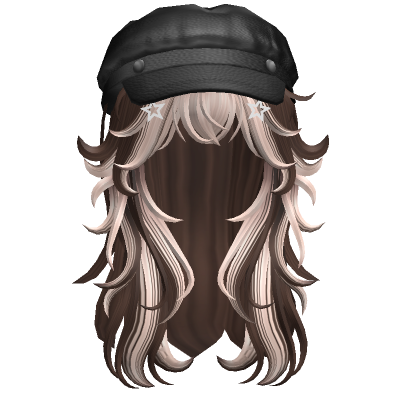 Two Tone Wolfcut W Beret Cap Brown Blonde Roblox