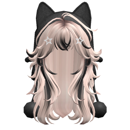 Fluffy Wolfcut W Cat Ushanka Blonde Black Roblox