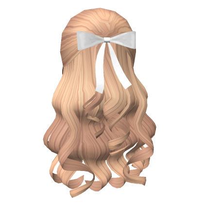 Trendy Summer Wavy Blonde Hairstyle With White Bow Roblox