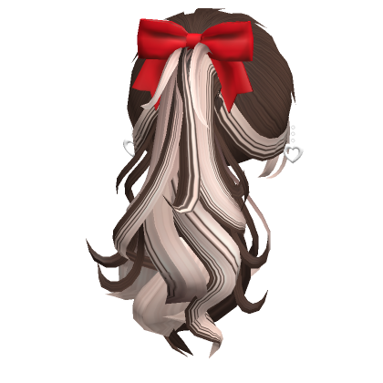 Two Tone Ponytail W Bow Earrings Brown Blonde Roblox