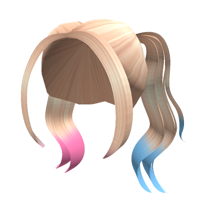 Roblox Item Preppy Blonde Hair with Pink and Blue Tips