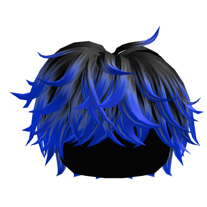 Roblox Item Black to Blue Fluffy Messy Cool Boy Hair