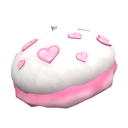Roblox Item Fluffy Valentine Beret - white/pink