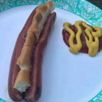 cursed hot dog meme