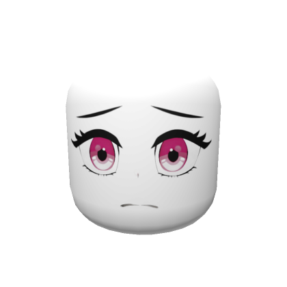 Roblox Item Frown Anime Head - Red Eyes Face Mask Solid White