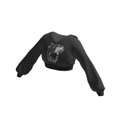 Blueberry Shark Crop Hoodie Grey - Roblox