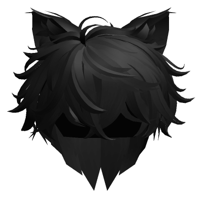 Roblox Item Messy Anime Hair w/ Cat Ears in Black