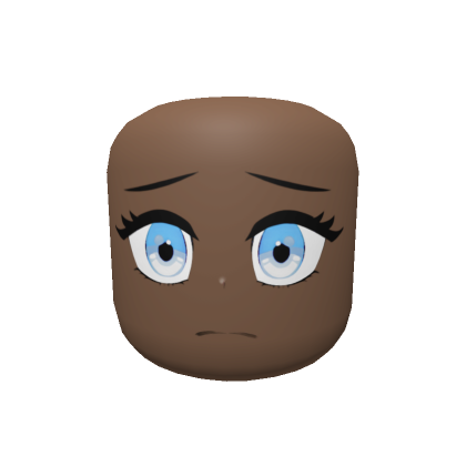Roblox Item Frown Anime Head - Blue Eyes Face Mask Brown