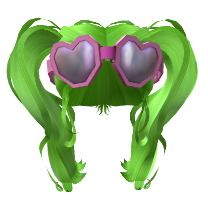 Roblox Item Heart Goggles Long Pigtails Hair Lime