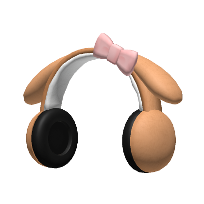 Roblox Item ♡ kawaii dog brown bow headphones