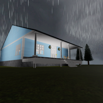 Small Blue House (with rain)
