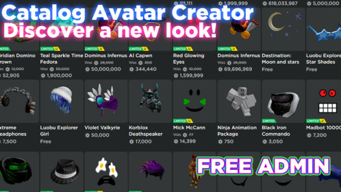 [FREE ADMIN] Tạo nhân vật Avatar từ Catalog - Avatar Roblox sáng tạo: Với chức năng FREE ADMIN, bạn có thể tạo ra những nhân vật Avatar độc đáo và cá tính trong Roblox. Khám phá hình ảnh để tìm hiểu thêm về các tính năng sáng tạo và tham gia vào thế giới Avatar Roblox đầy màu sắc.