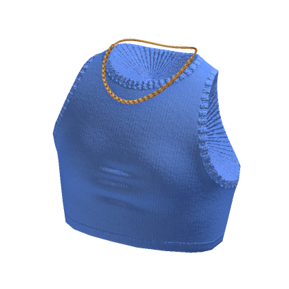 Ribbed Tank Crop Top Gold Chain Necklace Blue - Roblox