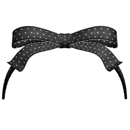 Polka Dot Ribbon Lace Headband -  Black