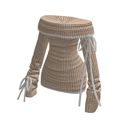beige cute knit outfit with white lace