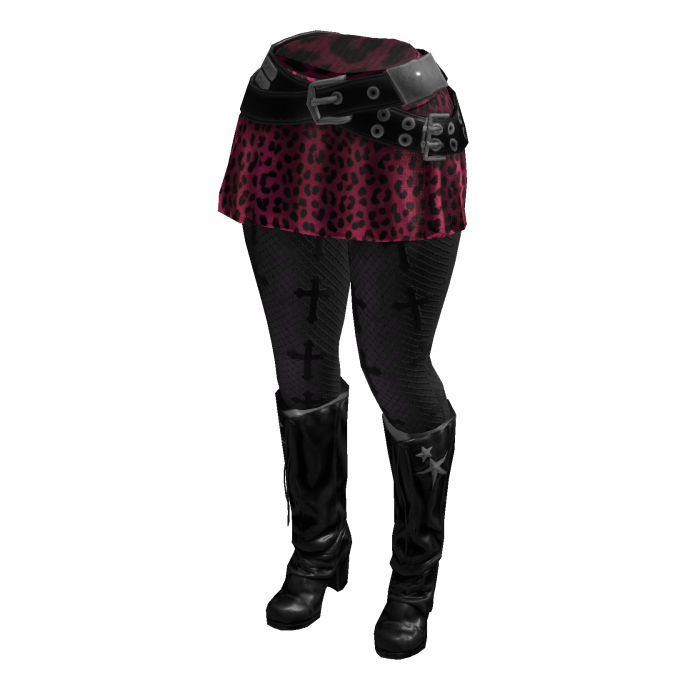 Y2K Leopard Skirt Cross Leggings (Black Hot Pink)