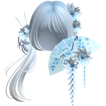 Side Ponytail w/ Cherry Blossoms & Fan