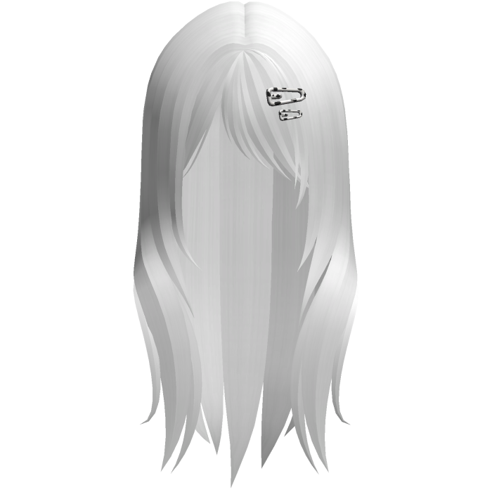 White hair with a cow-print hair clip
