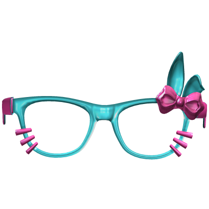 Teal & Pink Bunny Ear Glasses Bow Roblox item