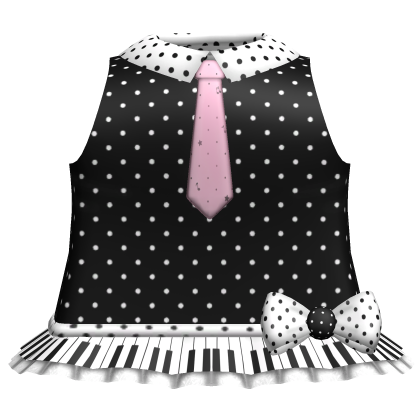 cute gothic black polka dot piano key dress w tie Roblox item