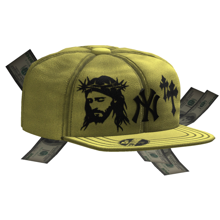 Sideswept Fitted Yellow Money Cap