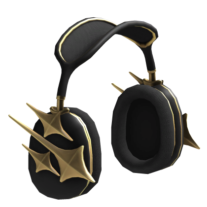 Black & Gold Y2K Over-Ear Silver Star Headphones Roblox item
