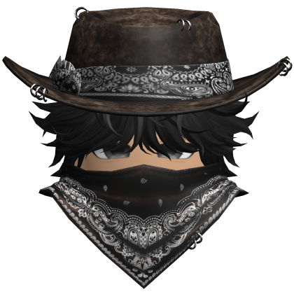 Gothic Cowboy Bandit w/ Neckscarf & Cowboy Hat