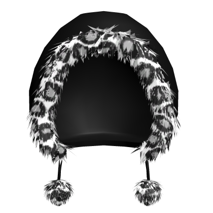 Leopard Fur Winter Hood Black