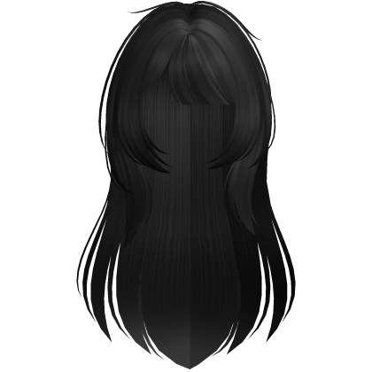 ♡ cute long messy black hair w bangs Roblox item