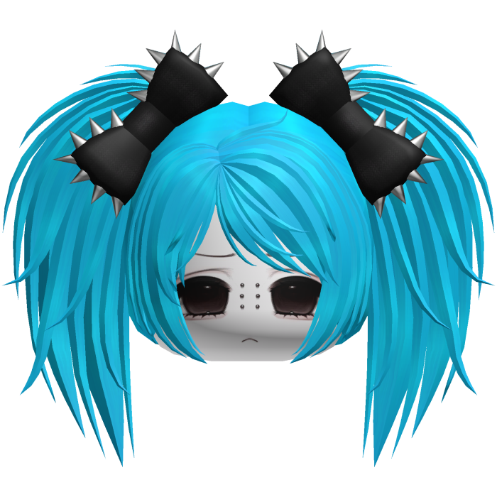 Gothic Moe Vkei Cyan Messy Pigtails /w Bows