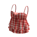 🍀Ruffle Lace Strap Tee (Red)