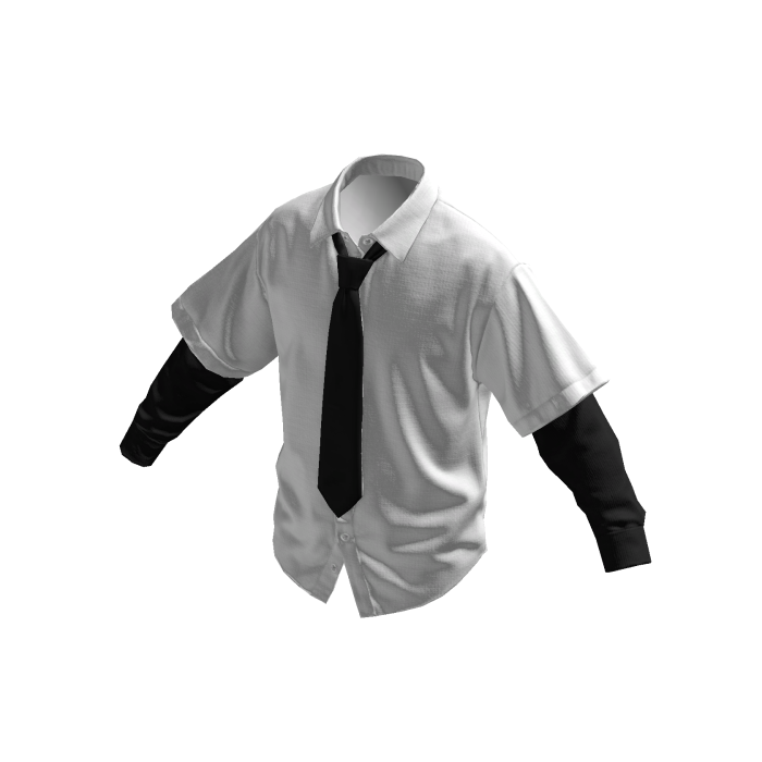 White Black Layered Overshirt w/ Black Tie