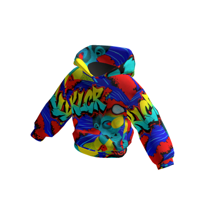 [Y2K] Blue Red Yellow Graffiti Spray Hoodie
