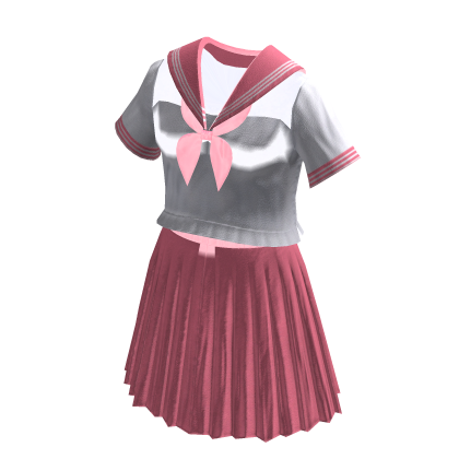 Anime School Girl Uniform | White & Pink thumbnail