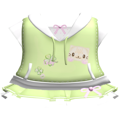 ♡ lucky clover kitty hoodie dress in green