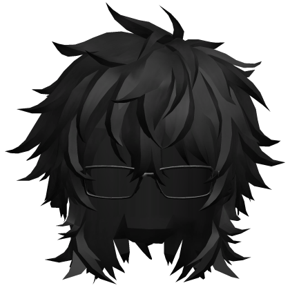 Black Messy Spiky Anime Boy Hair w/ Glasses