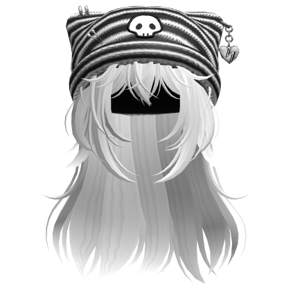 Emo Kawaii Skull Beanie W/ Wolfcut White V3