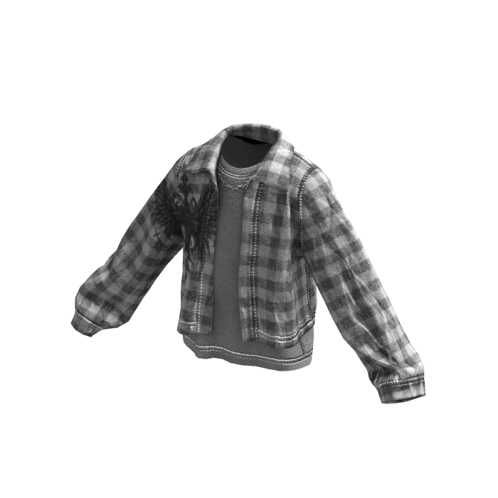 White Grunge Flannel Distressed Jacket w/ Chain