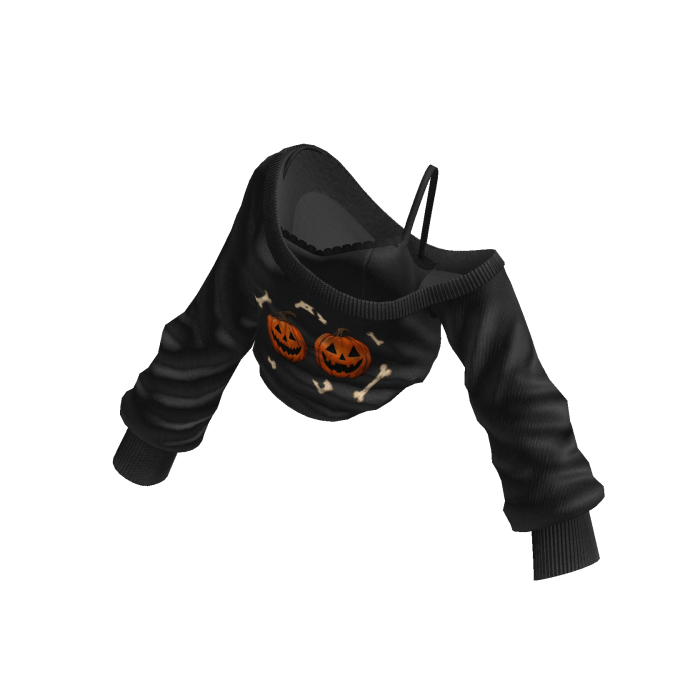 Pumpkin Halloween One-Shoulder Sweater