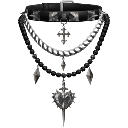 Layered Goth Heart Necklace